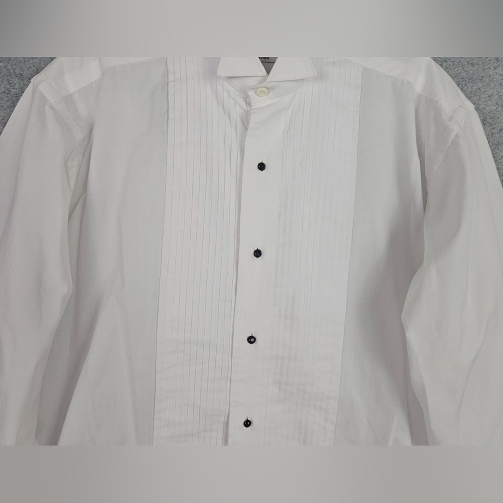 Southeastern Mens Tuxedo Shirt Sz S 30/31 White Button Up Pleated Poly Cotton - Picture 9 of 9
